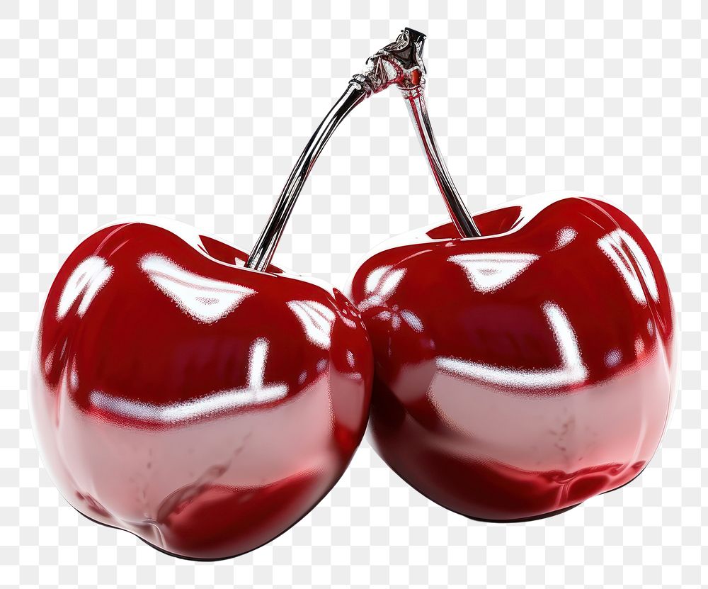 PNG Cherries icon melted chrome material cherry fruit plant.