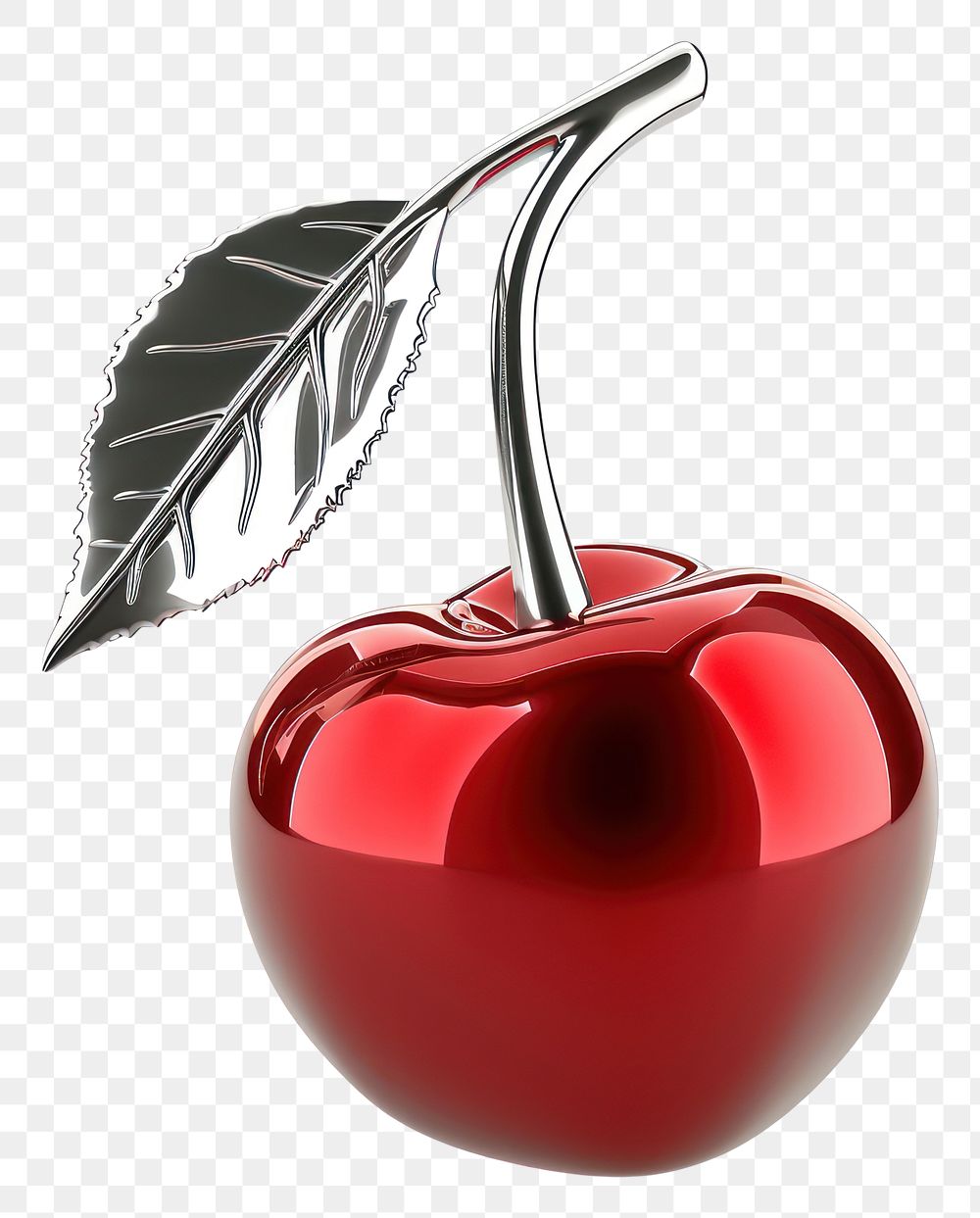 PNG Cherry icon in chrome material fruit plant food.