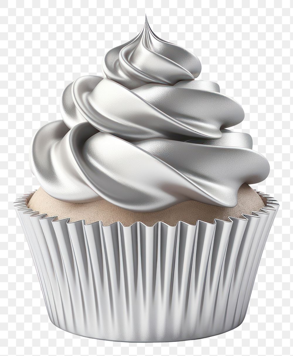 PNG Cupcake Chrome material dessert silver icing.