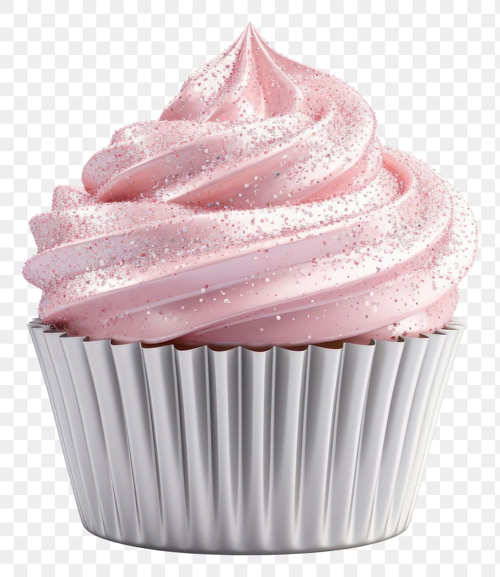 PNG Cupcake glitter Chrome material dessert cream food.