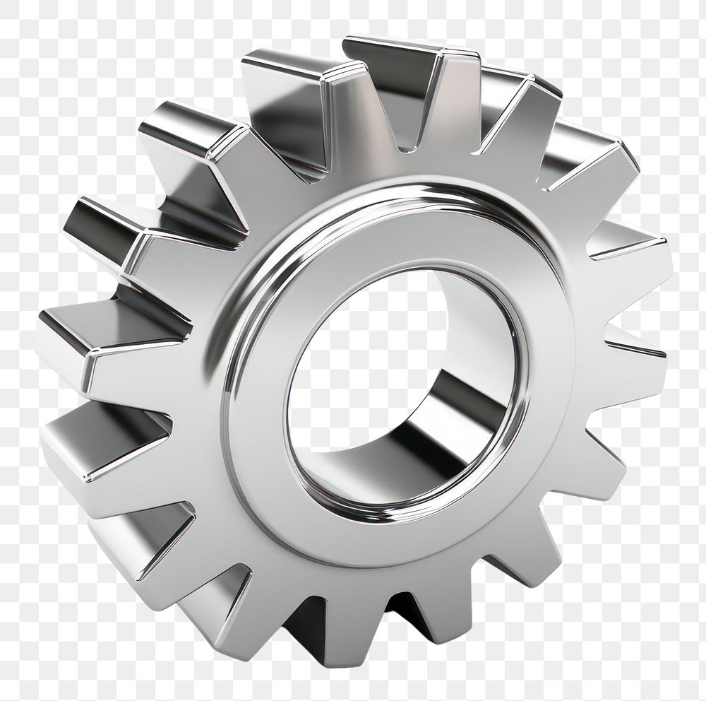 PNG Gear icon Chrome material wheel white background technology.