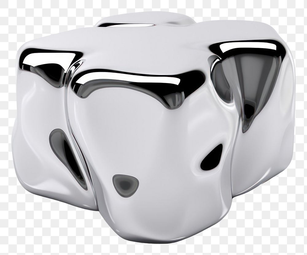 PNG Melted cube chrome material silver shiny white.