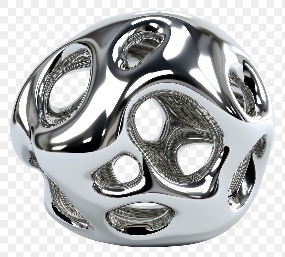 PNG Melted sphere chrome material silver shiny shape.
