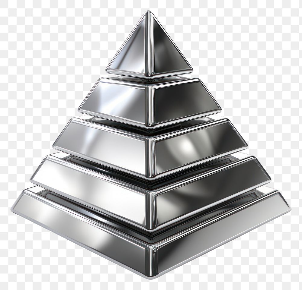 PNG Melting pyramid Chrome material silver shape shiny.