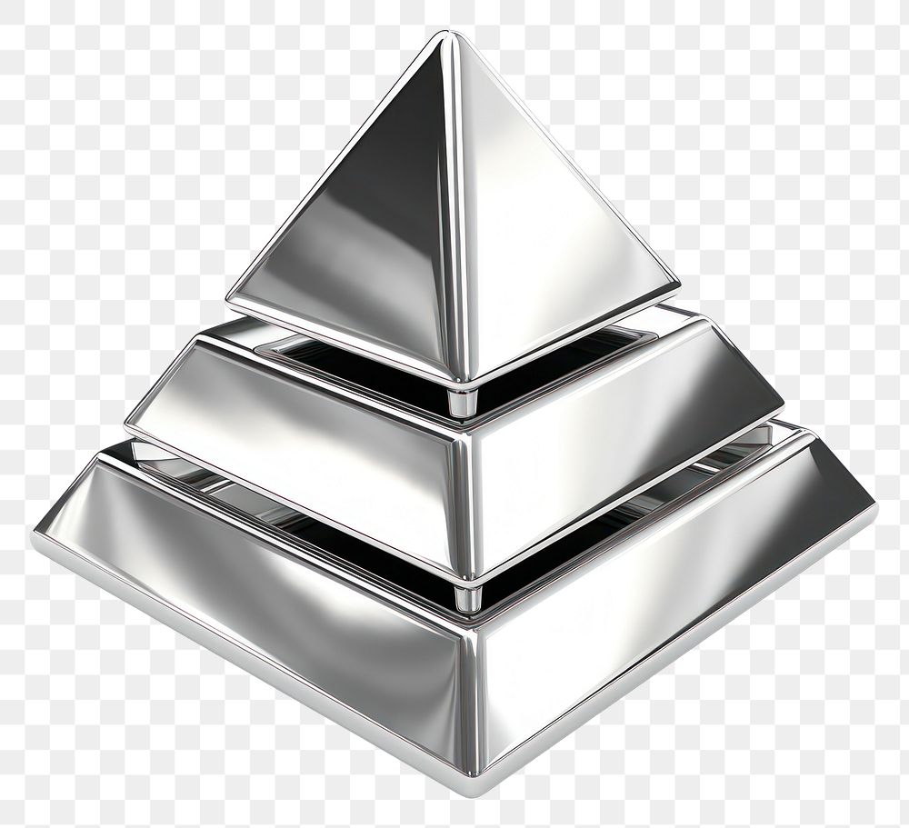 PNG Pyramid melting Chrome material silver shiny shape.