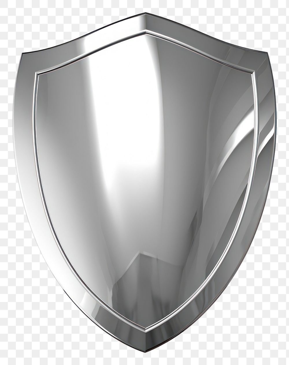 PNG Shield Chrome material silver shiny shape.