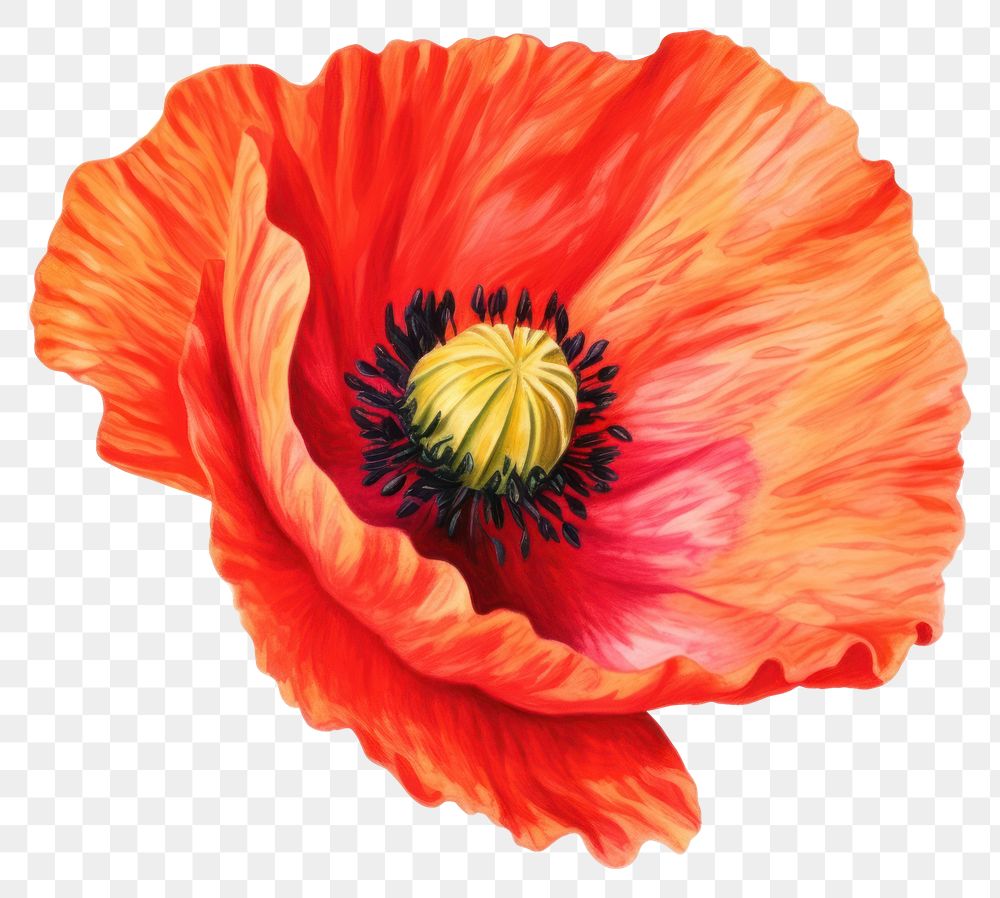 PNG Poppy flower plant red white background.