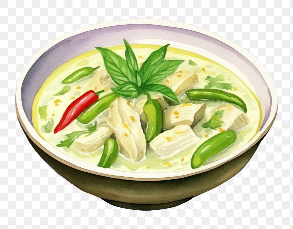PNG Green curry chicken food dish plate. AI generated Image by rawpixel.