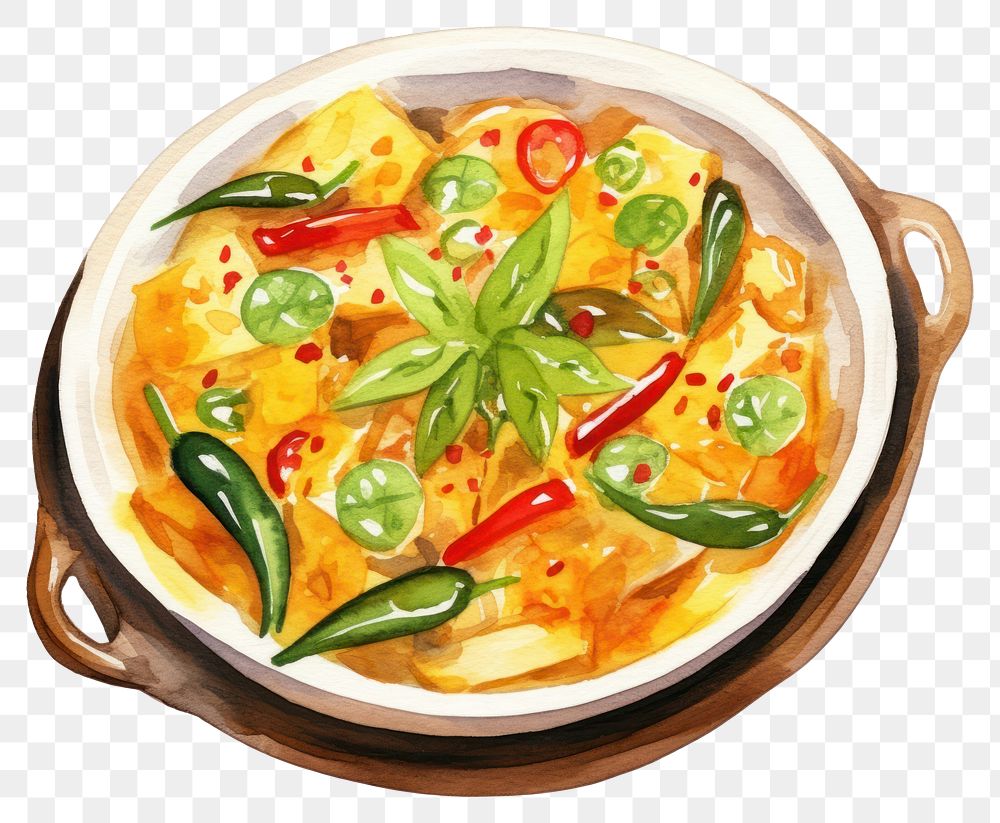 PNG  Spicy thai curry food dish plate. AI generated Image by rawpixel.