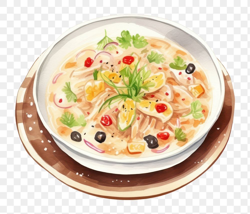 PNG Tom Kha Kai food dish plate. AI generated Image by rawpixel.