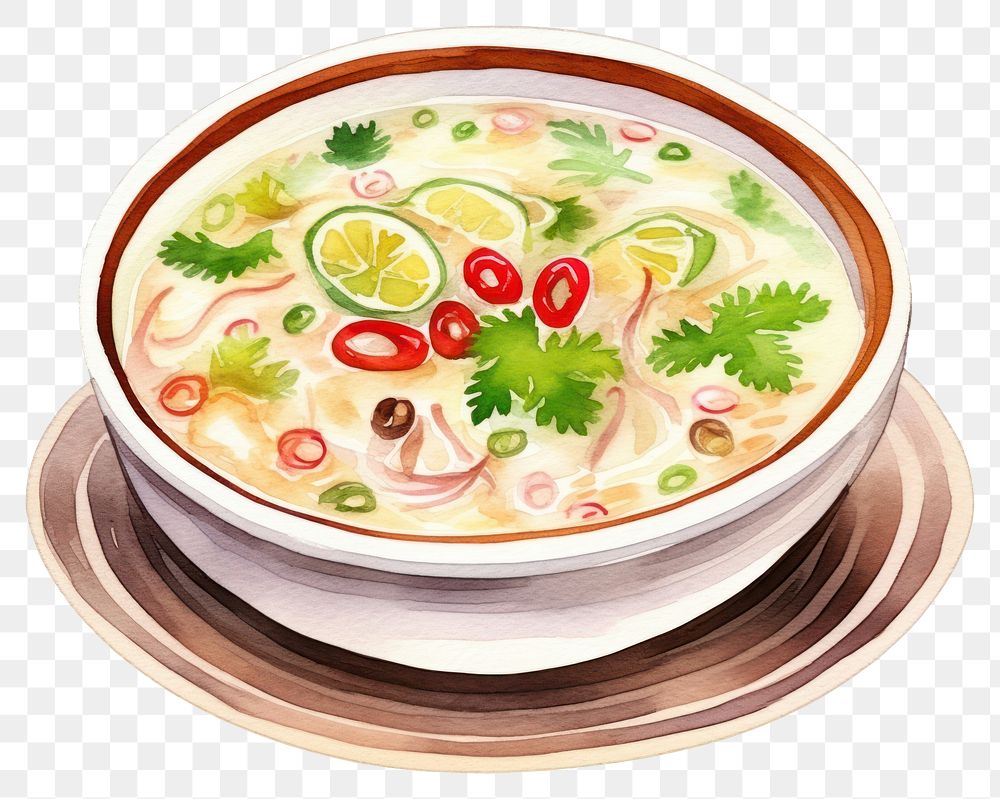 PNG  Tom Kha Kai food dish soup. AI generated Image by rawpixel.