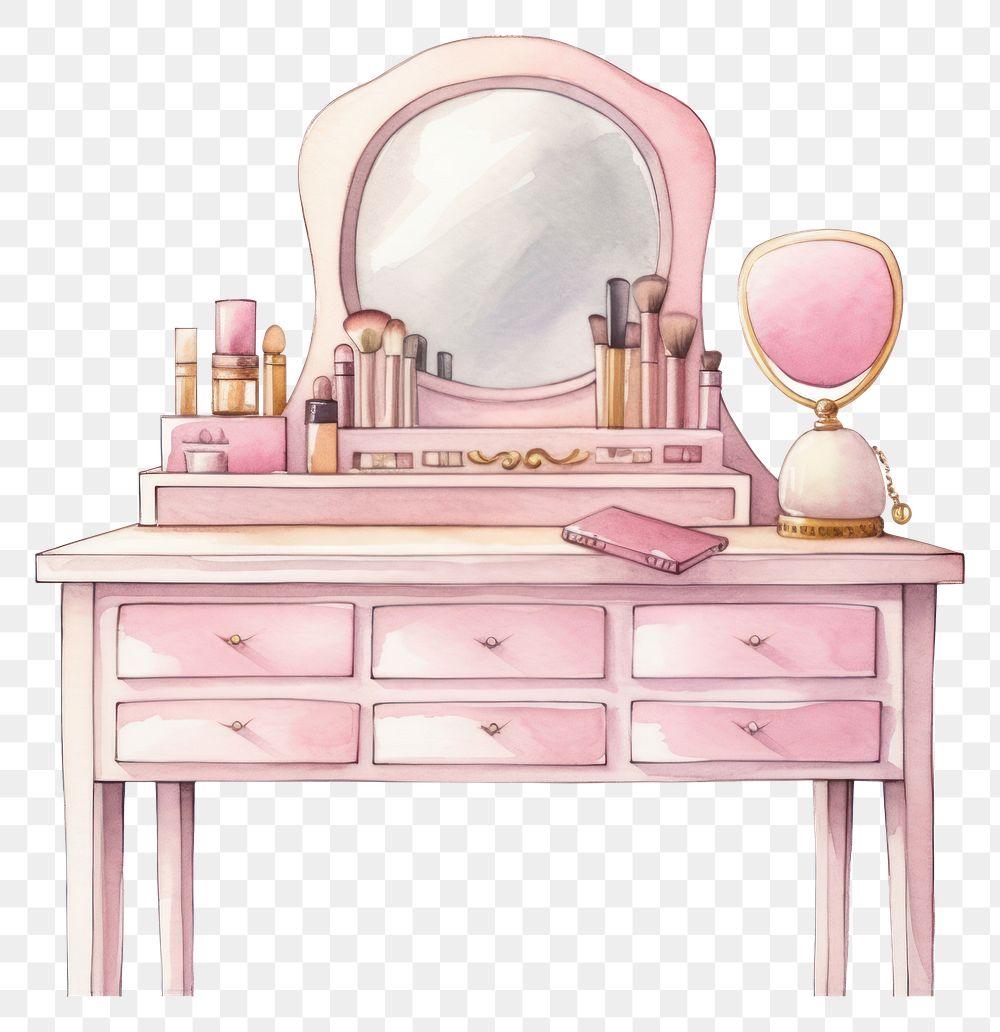 PNG Vanity furniture cosmetics mirror. AI generated Image by rawpixel.