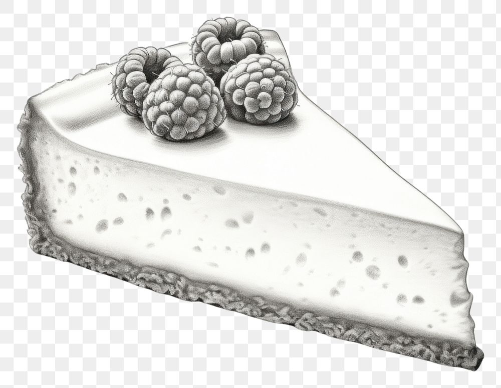 PNG Pencil drawing of a cheesecake raspberry dessert fruit. AI generated Image by rawpixel.