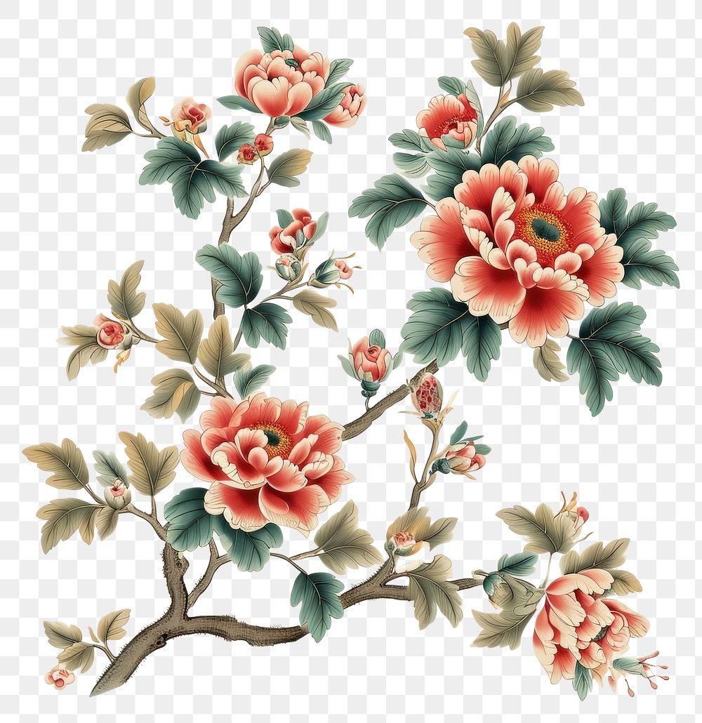 PNG  Flower pattern art painting plant.