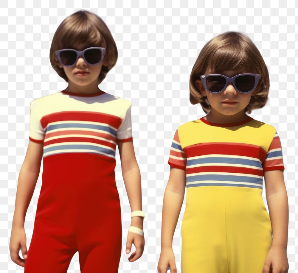 PNG  2 kids in swimsuits sunglasses portrait fashion. AI generated Image by rawpixel.