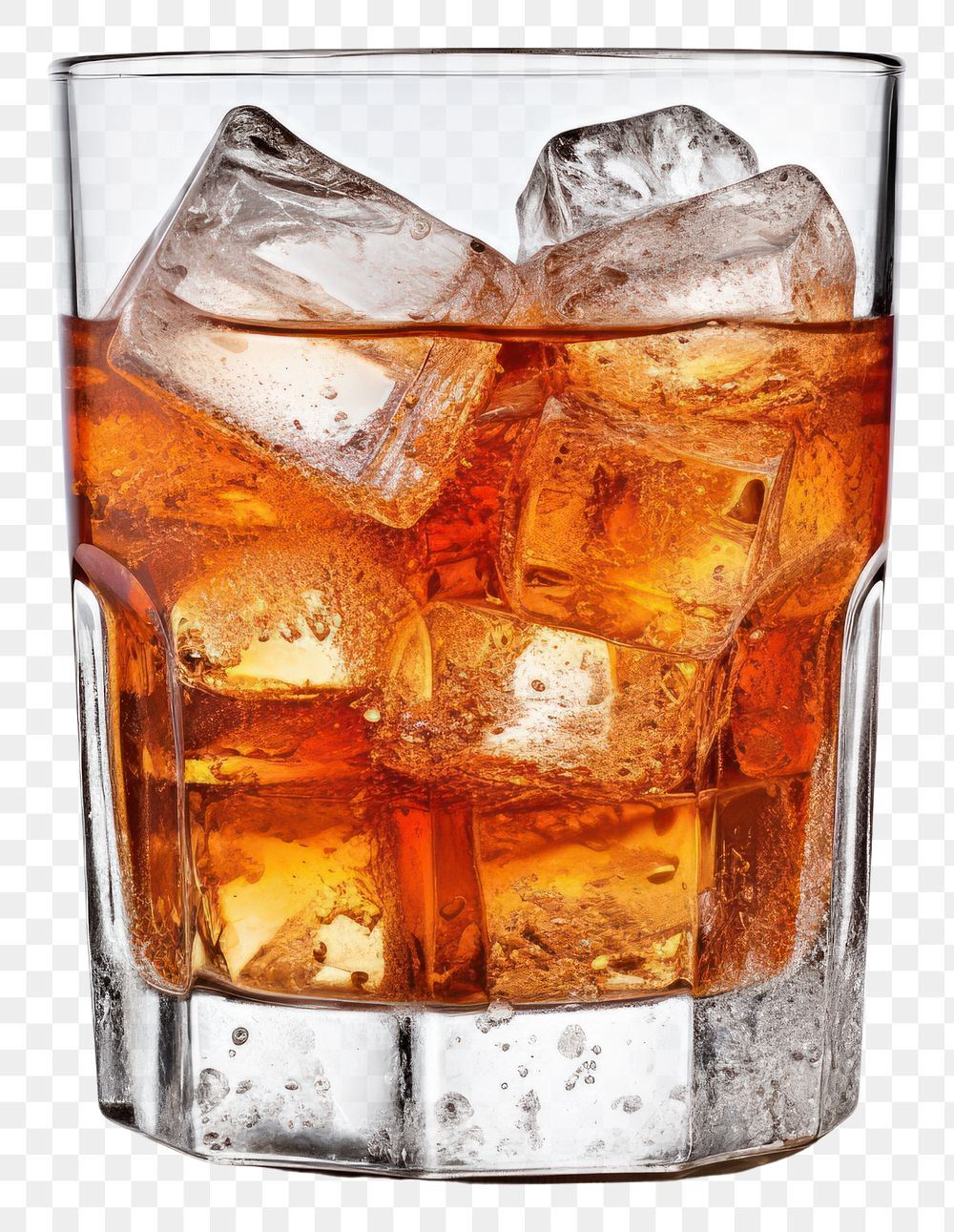 PNG  Copo suado com refrigerante com pedras de gelo cocktail drink glass. AI generated Image by rawpixel.