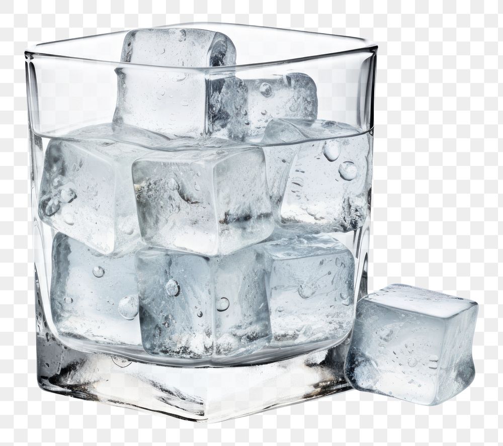 PNG  Copo suado com refrigerante com pedras de gelo glass ice white background. AI generated Image by rawpixel.