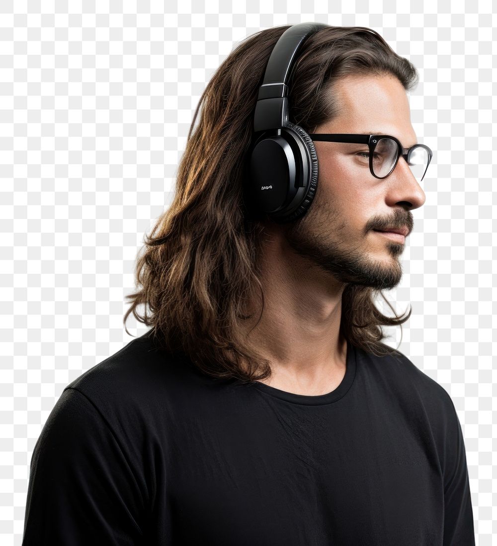 PNG Glasses headphones portrait headset.