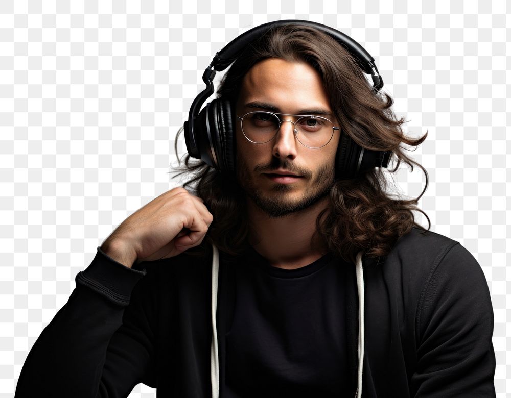 PNG Glasses headphones portrait headset.