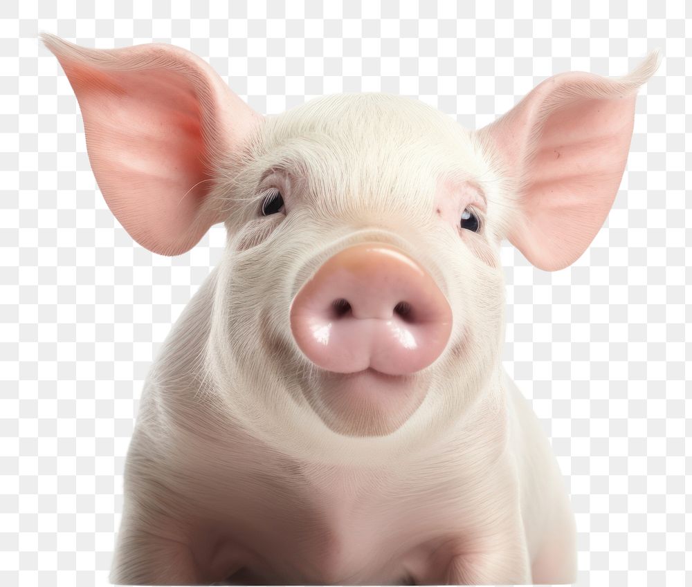 PNG Smiling pig animal mammal white background. AI generated Image by rawpixel.