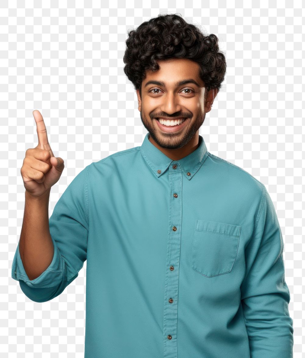 PNG  Indian man pointing smiling finger. AI generated Image by rawpixel.