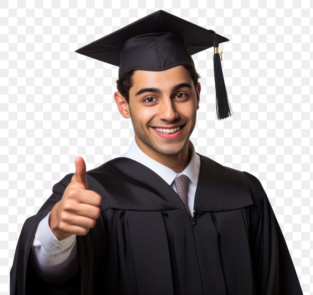 PNG  Young university graduate indian man graduation pointing student