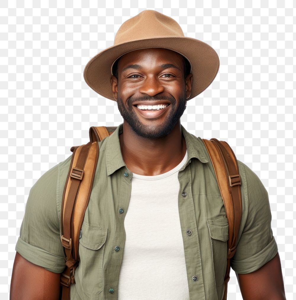 PNG African-American man traveler portrait smiling adult.