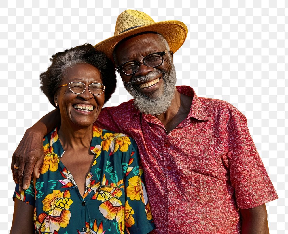 PNG Black elderly couple laughing glasses adult. AI generated Image by rawpixel.