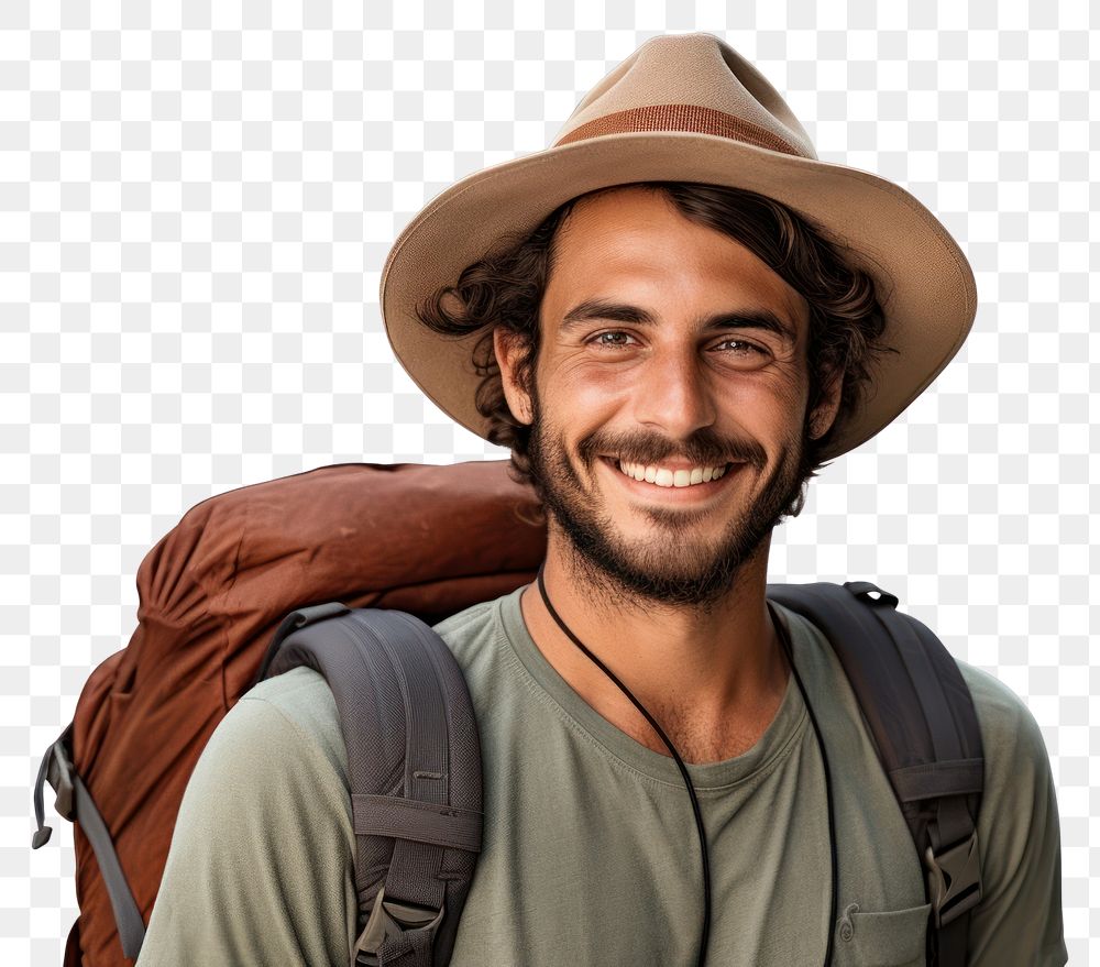 PNG Man traveler backpack smiling | Free PNG - rawpixel