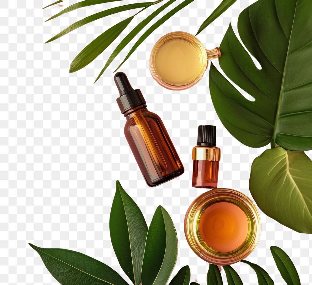 PNG Natural oil cosmetics bottle refreshment accessories.