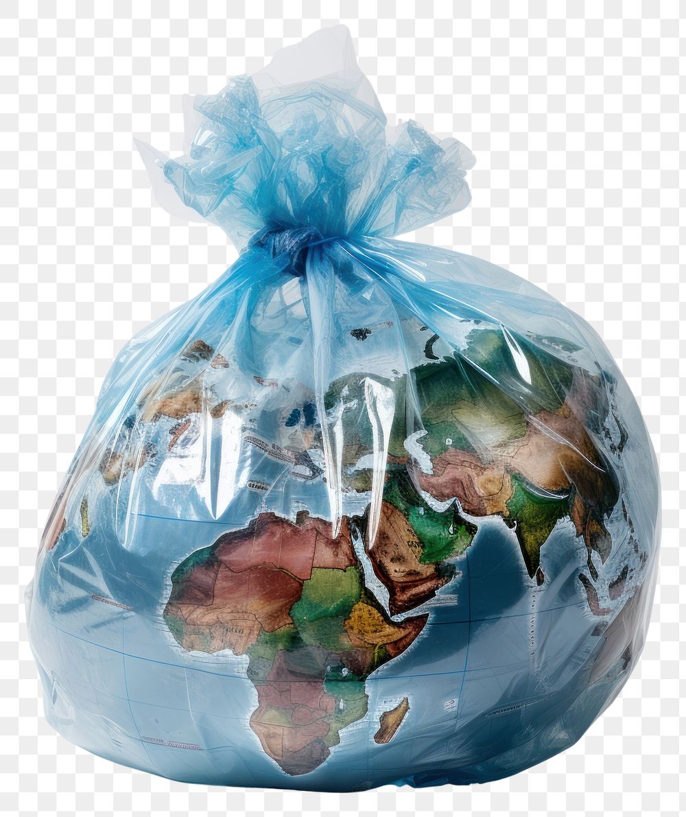 PNG  Plastic wrapping over an earth bag christmas currency.