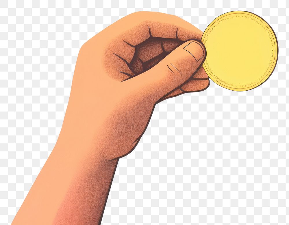 PNG Hand holding gold coin money white background currency.
