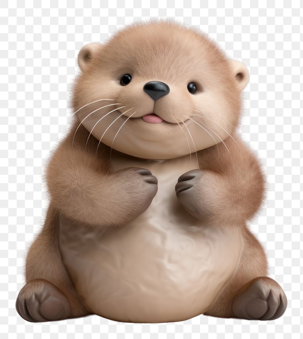 PNG  Chubby round baby otter animal mammal rodent.