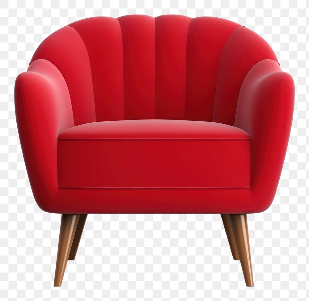 PNG Minimal red armchair furniture white background comfortable.