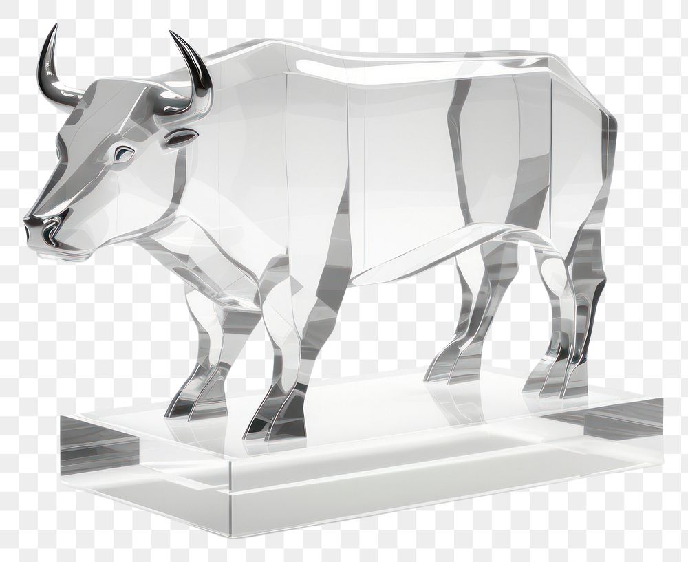 PNG 3d transparent glass style of bull livestock mammal animal.