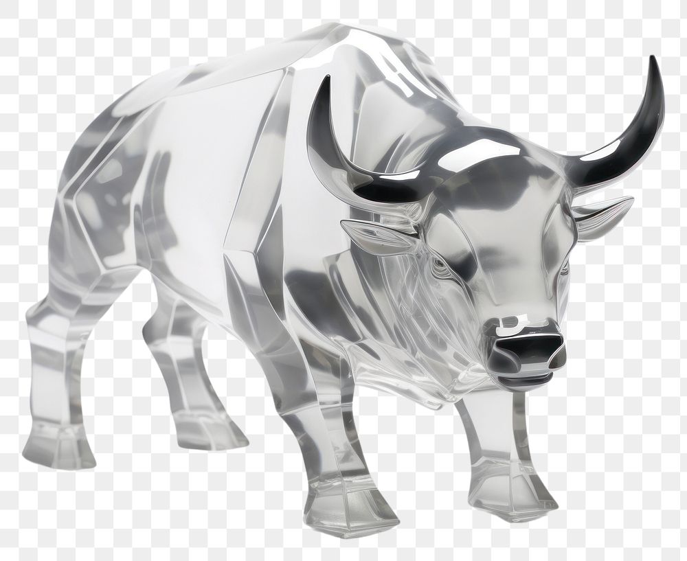 PNG 3d transparent glass style of bull livestock mammal cattle.