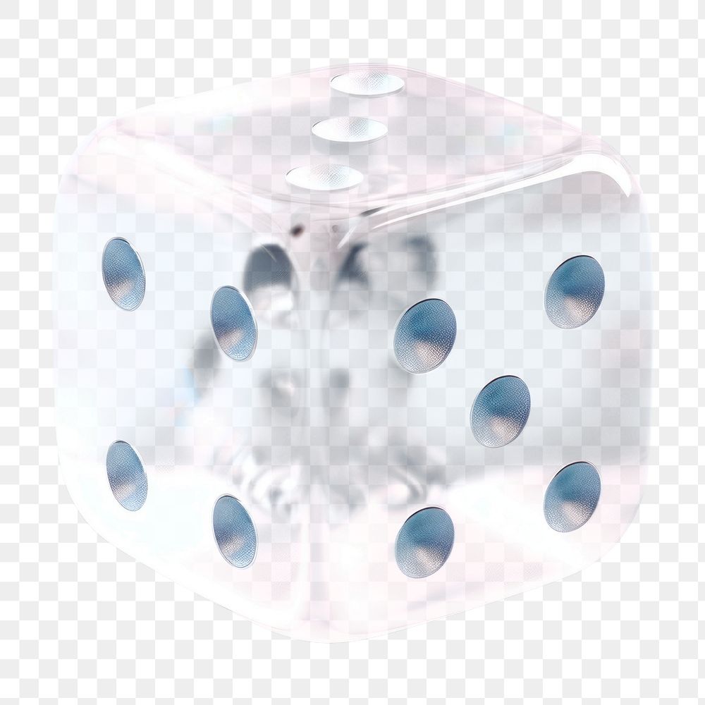PNG 3d transparent glass style of dice game opportunity recreation.