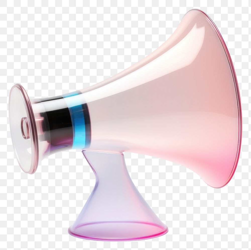 PNG 3d transparent glass style of megaphone white background electronics technology.