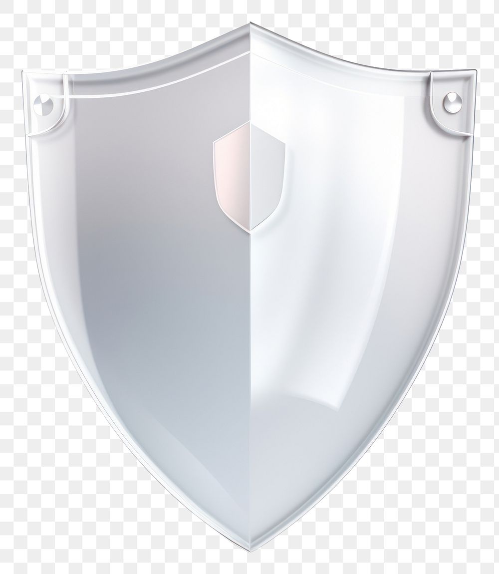 PNG 3d transparent glass style of shield white background protection security.