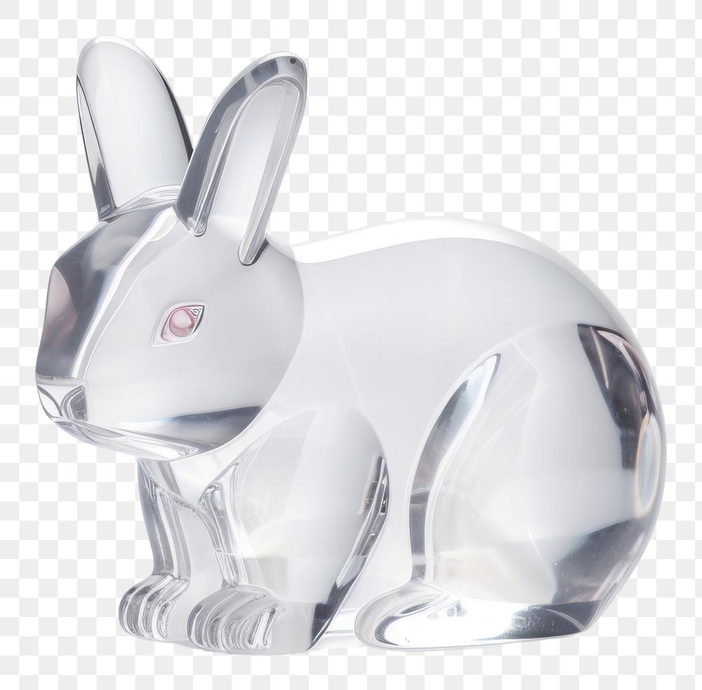 PNG 3d transparent glass style of rabbit animal mammal white.