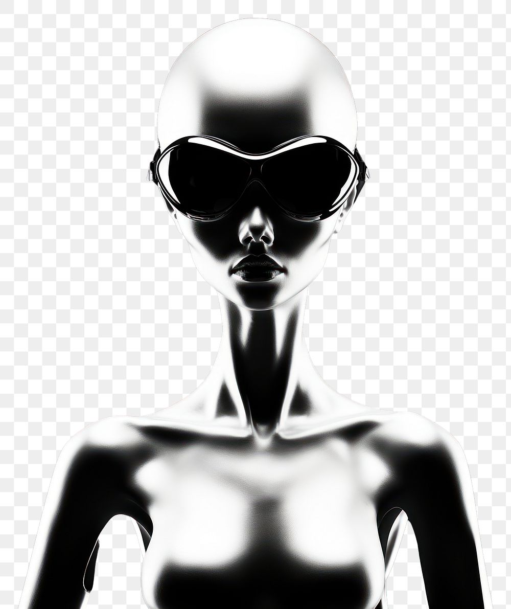 PNG An alien sunglasses black white.
