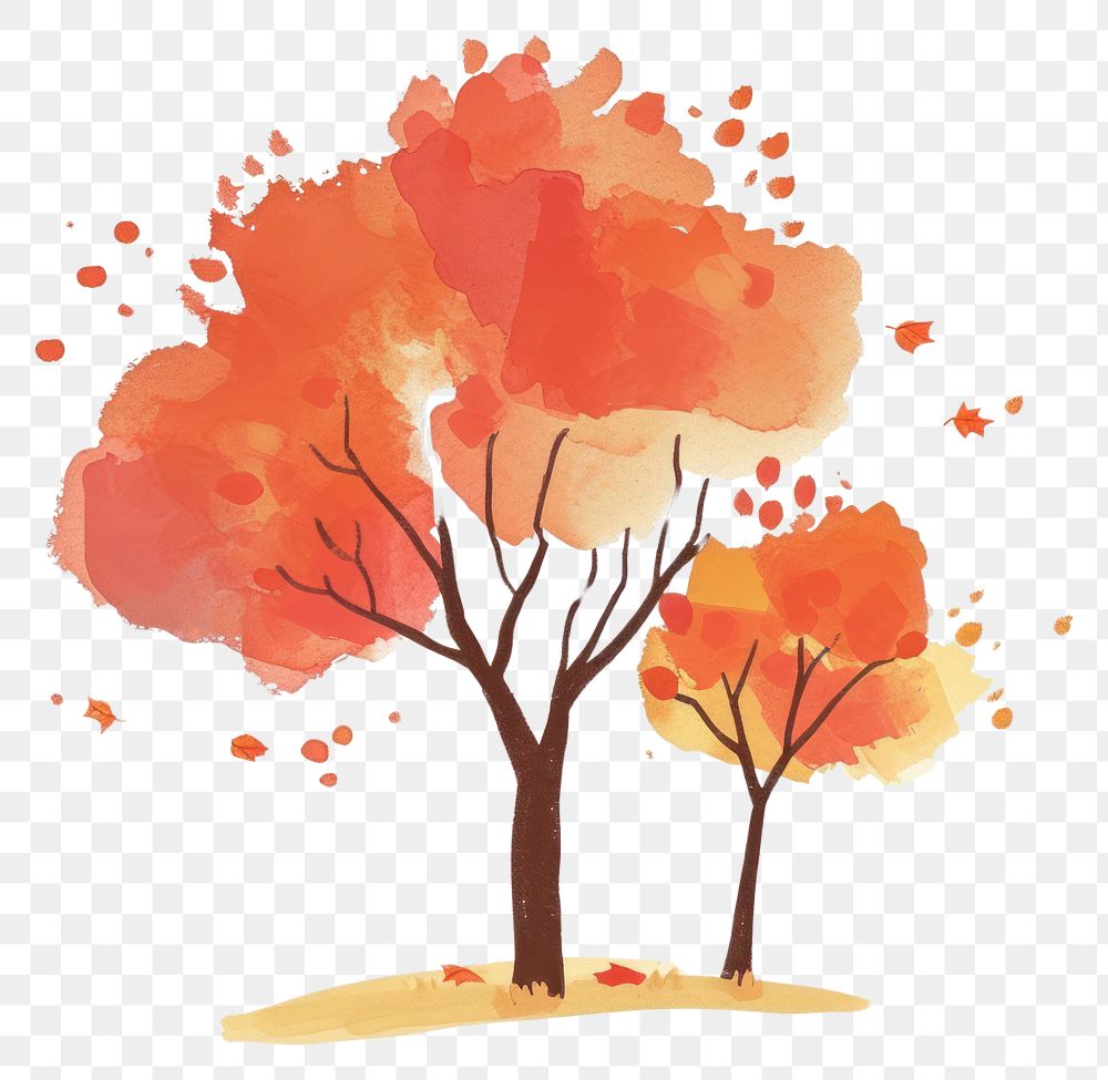 PNG Cute fall tree illustration plant creativity outdoors.