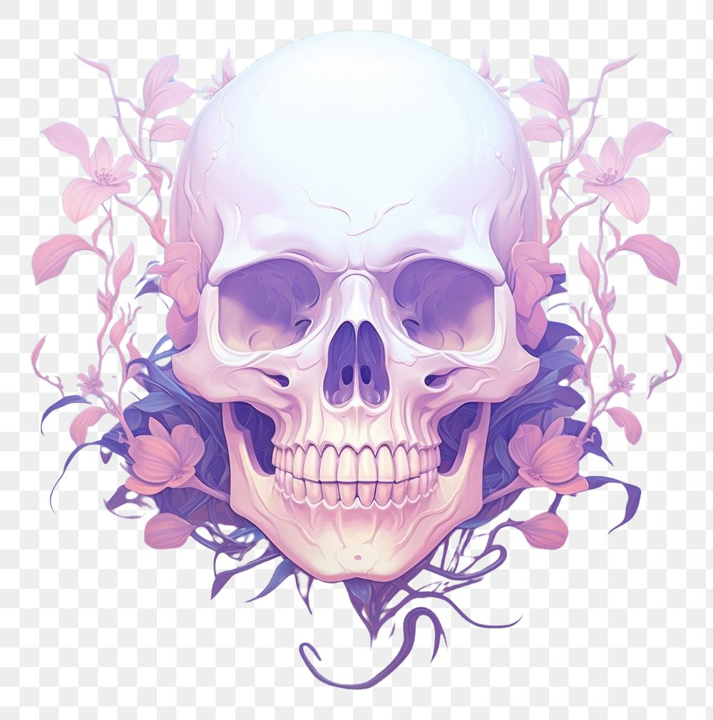 PNG A skull purple plant art.