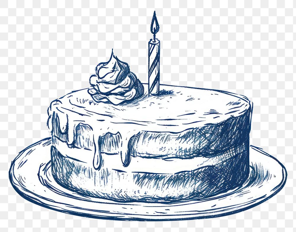 PNG  Antique of birthday cake drawing sketch dessert.