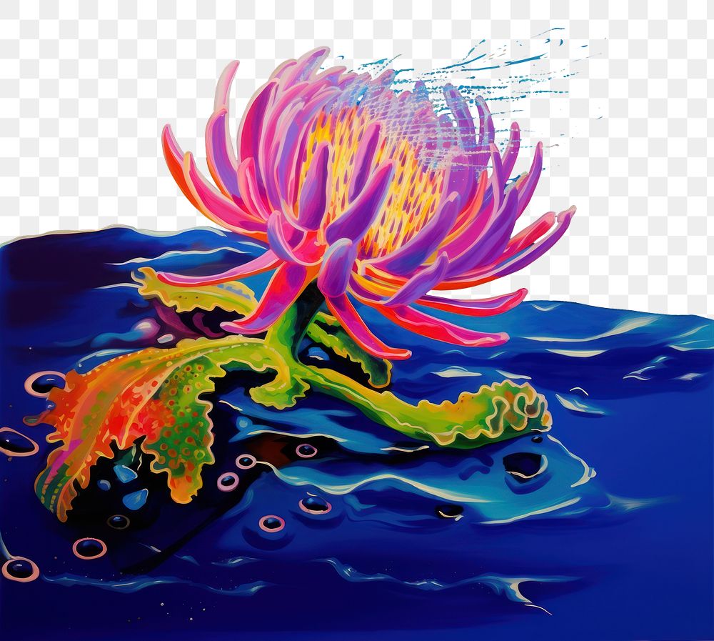 PNG An isolated sea flower painting nature art. AI generated Image by rawpixel.