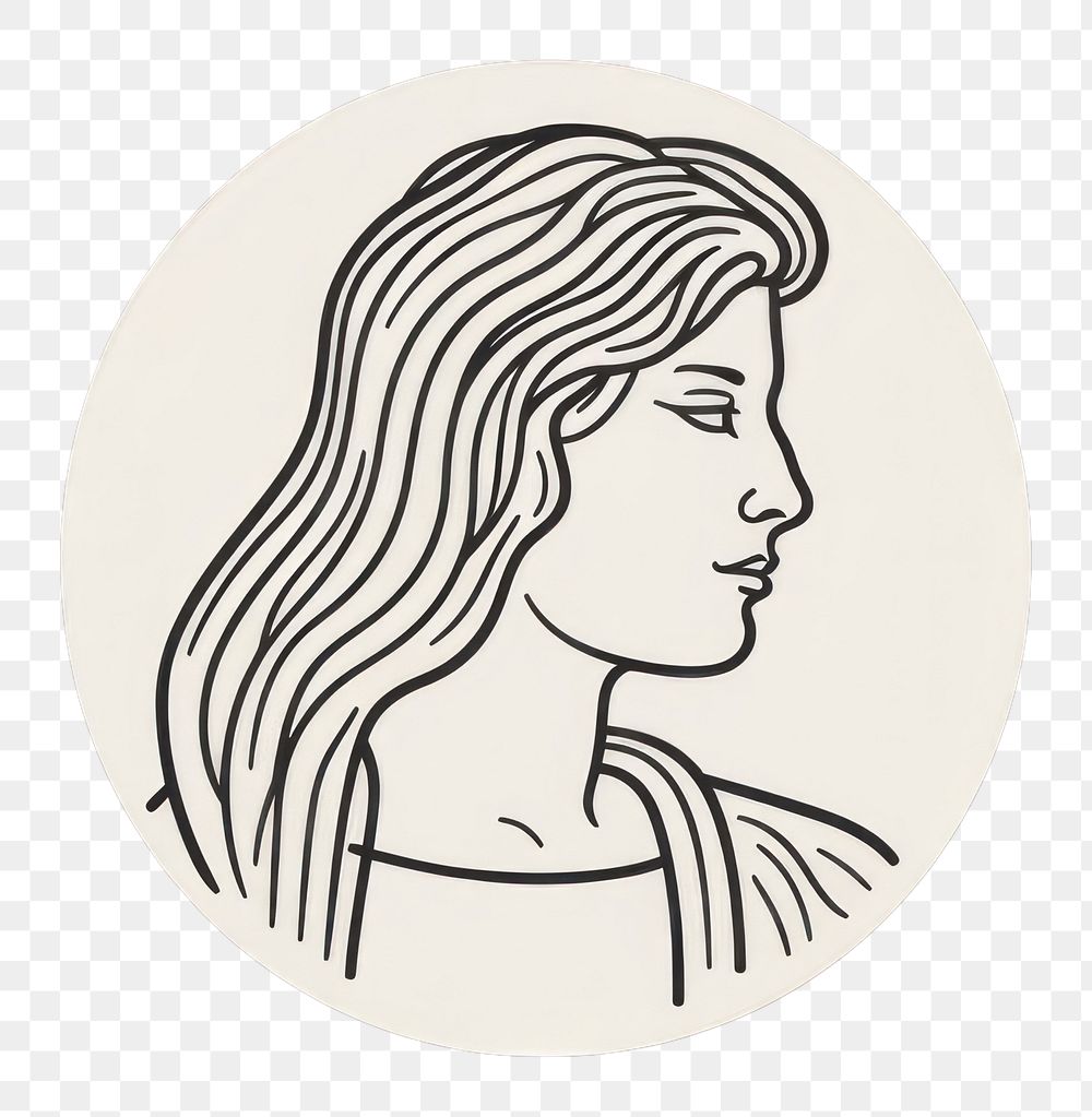 PNG Greek woman icon drawing sketch logo.