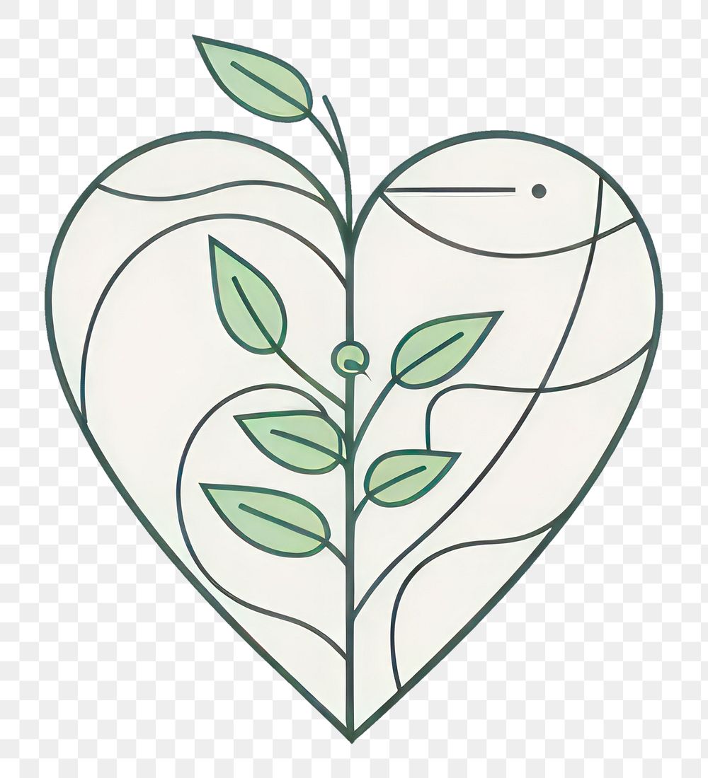 PNG  Leaf inform to heart icon drawing sketch plant. AI generated Image by rawpixel.
