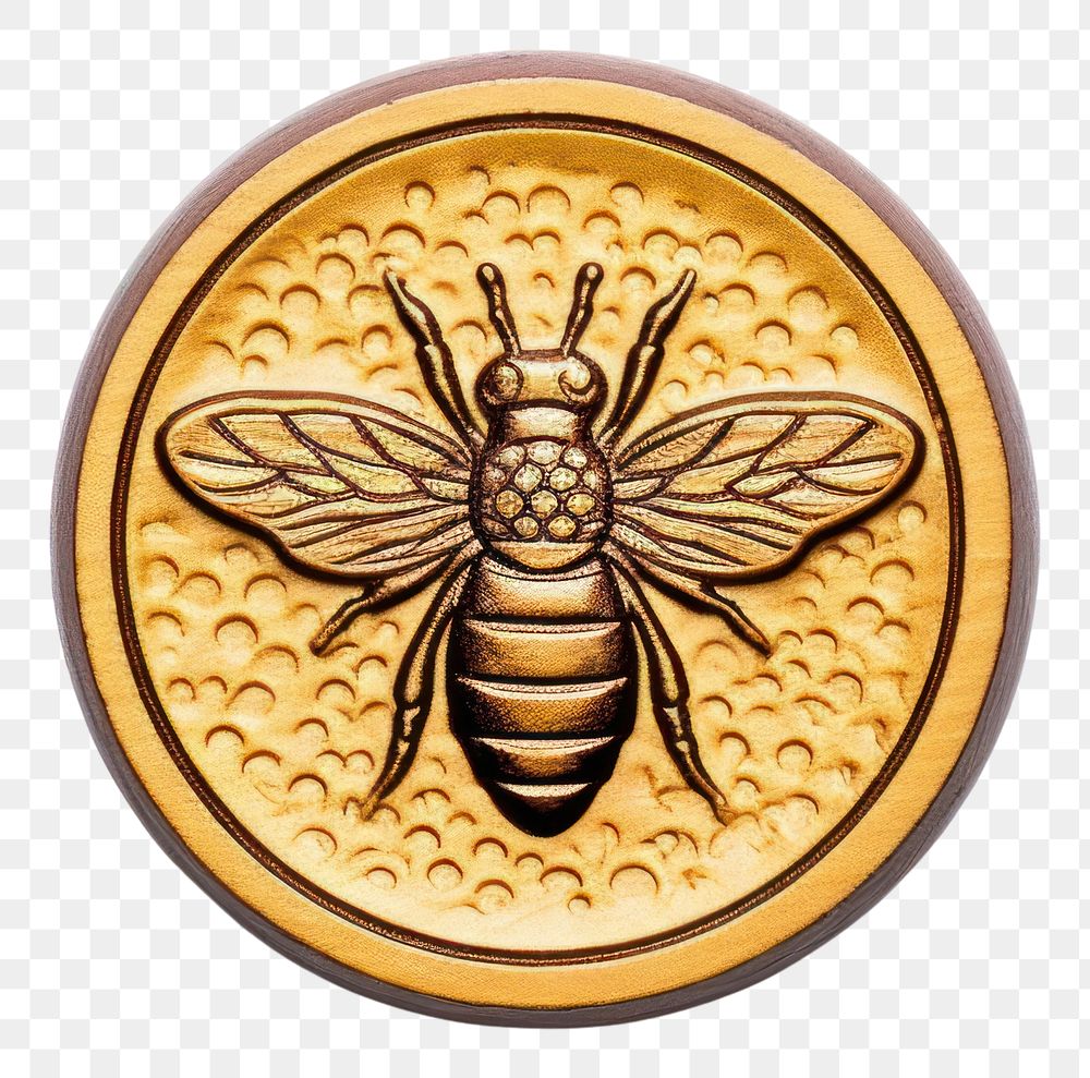 PNG Bee Seal Wax Stamp animal insect circle.