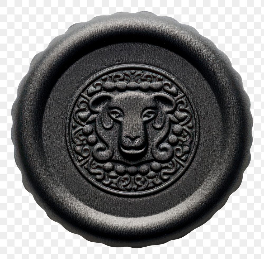 PNG Black sheep Seal Wax Stamp circle shape craft.
