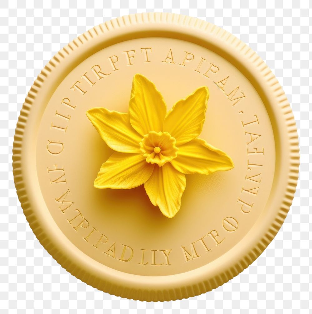 PNG Daffodil Seal Wax Stamp circle flower shape.